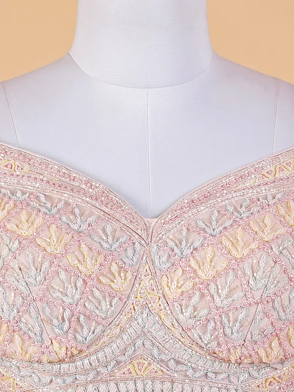 Elegant peach net lehenga choli