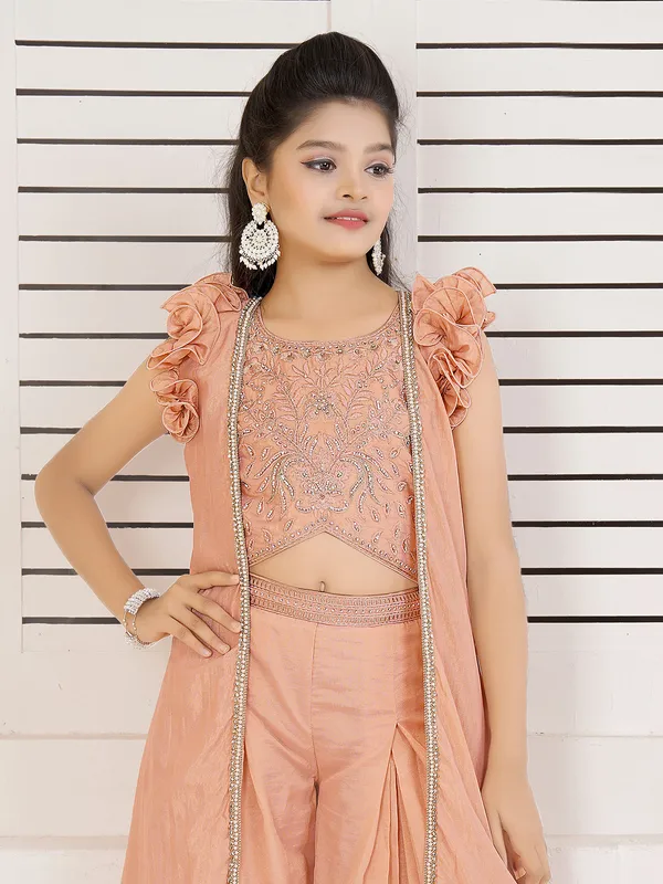Elegant peach silk palazzo set