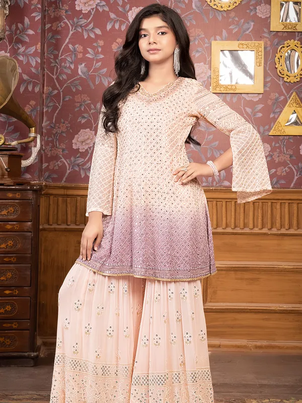Elegant peach sharara salwar suit