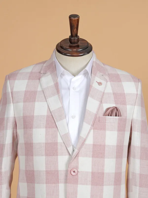Elegant pink checks terry rayon blazer