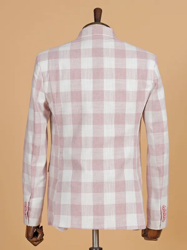 Elegant pink checks terry rayon blazer