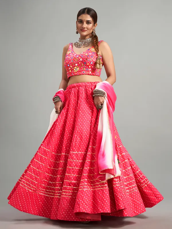 Elegant pink cotton silk chaniya choli