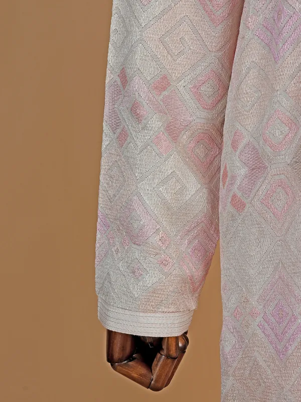 Elegant pink embroidery cotton kurta suit