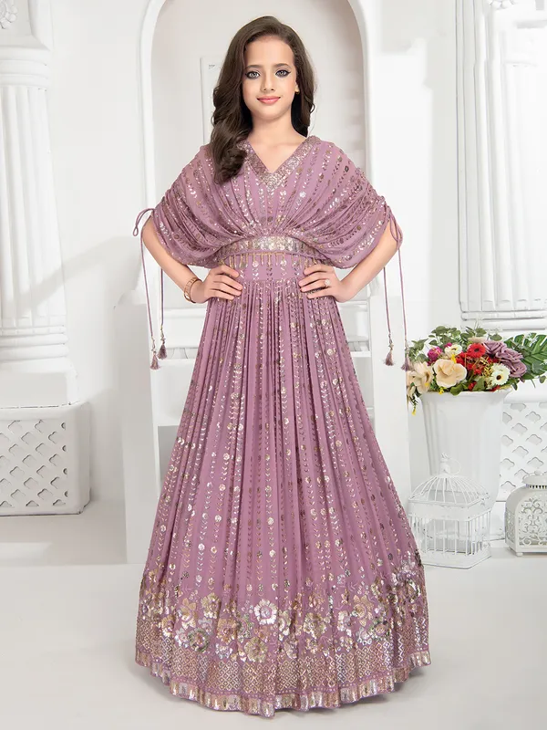 Elegant pink georgette lehenga choli