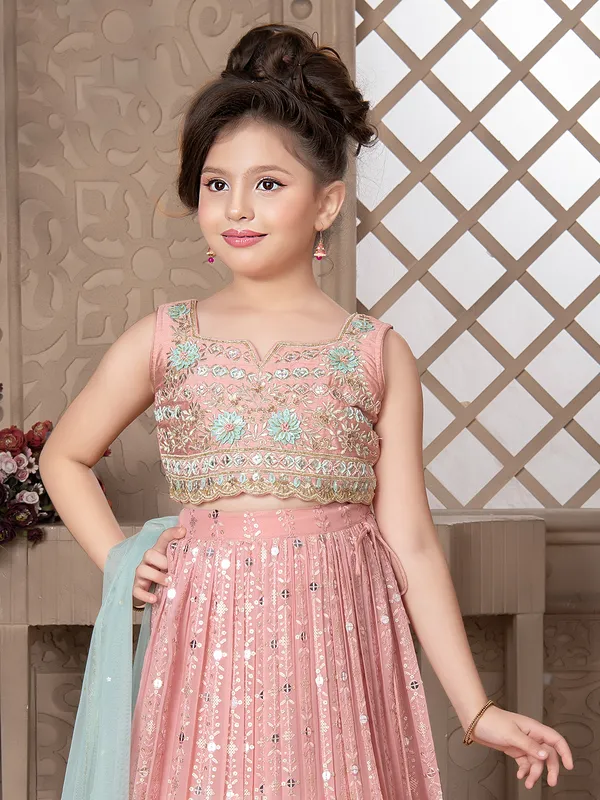 Elegant pink georgette wedding lehenga choli