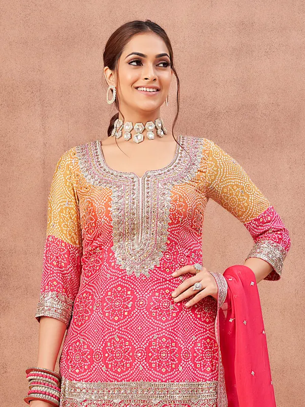 Elegant pink silk lehenga salwar suit