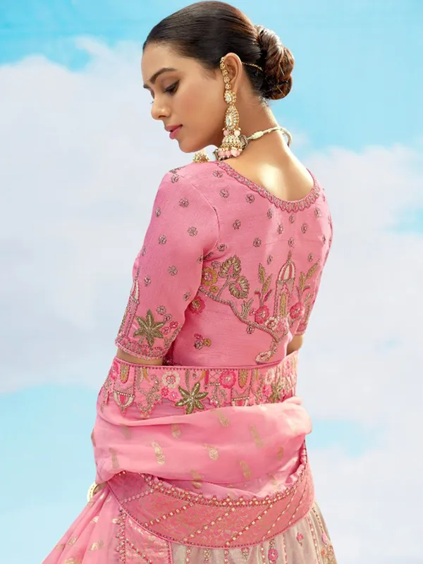 Elegant pink wedding wear lehenga choli