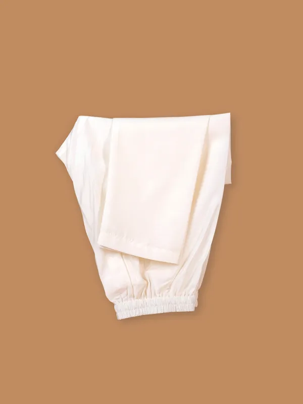 Elegant plain white cotton silk kurta suit suit for men