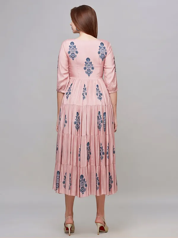 Elegant printed light pink kurti