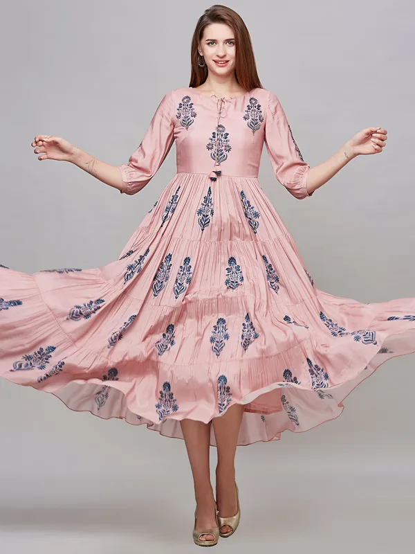 Elegant printed light pink kurti