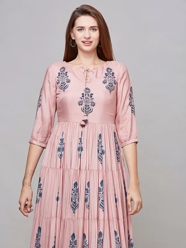 Elegant printed light pink kurti