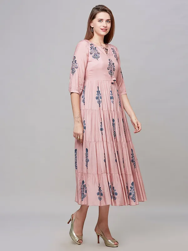 Elegant printed light pink kurti