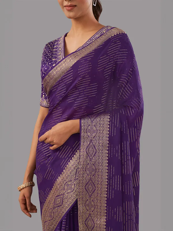 Elegant purple georgette saree