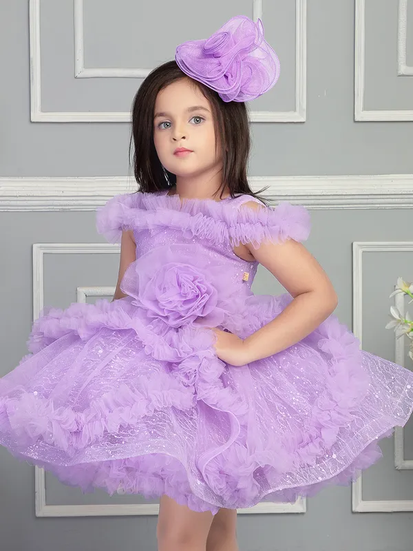 Elegant purple net frock