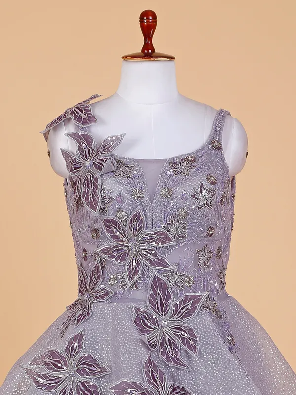 Elegant purple net gown