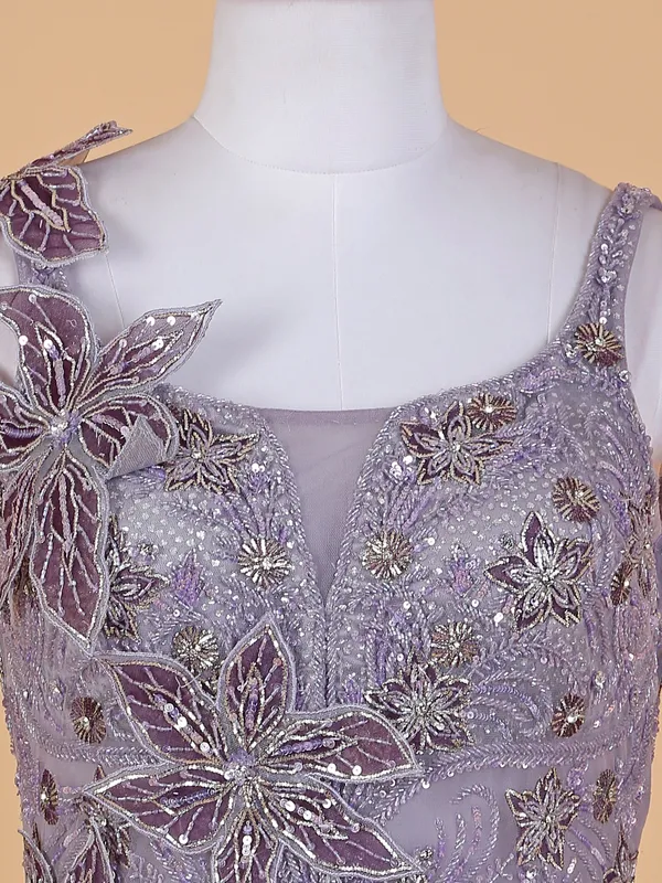 Elegant purple net gown