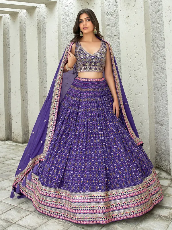 Elegant purple printed lehenga choli