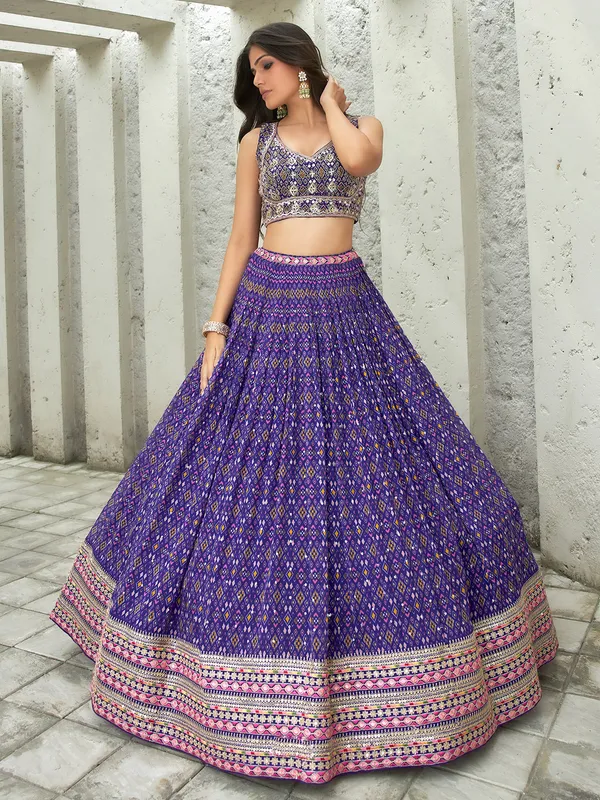 Elegant purple printed lehenga choli