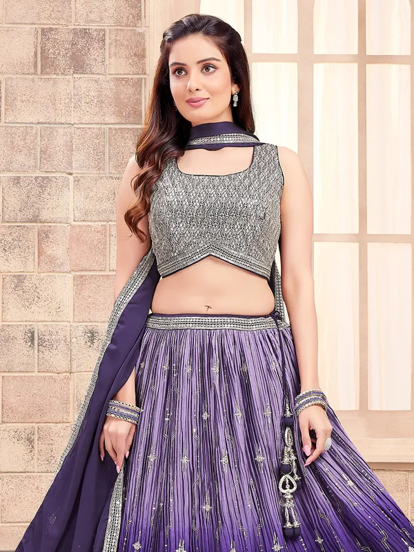 Elegant purple shaded georgette lehenga choli