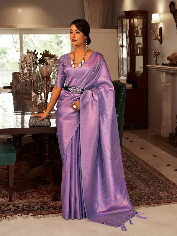 Elegant purple silk kanjivaram saree