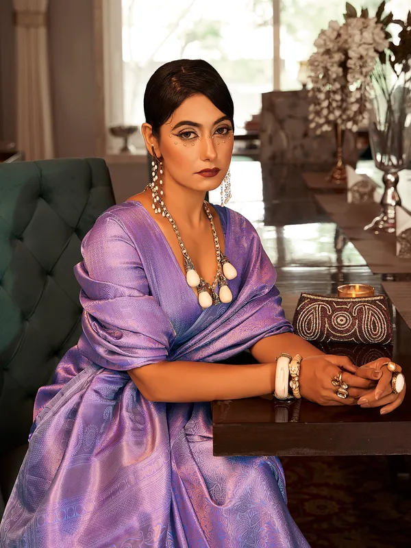Elegant purple silk kanjivaram saree