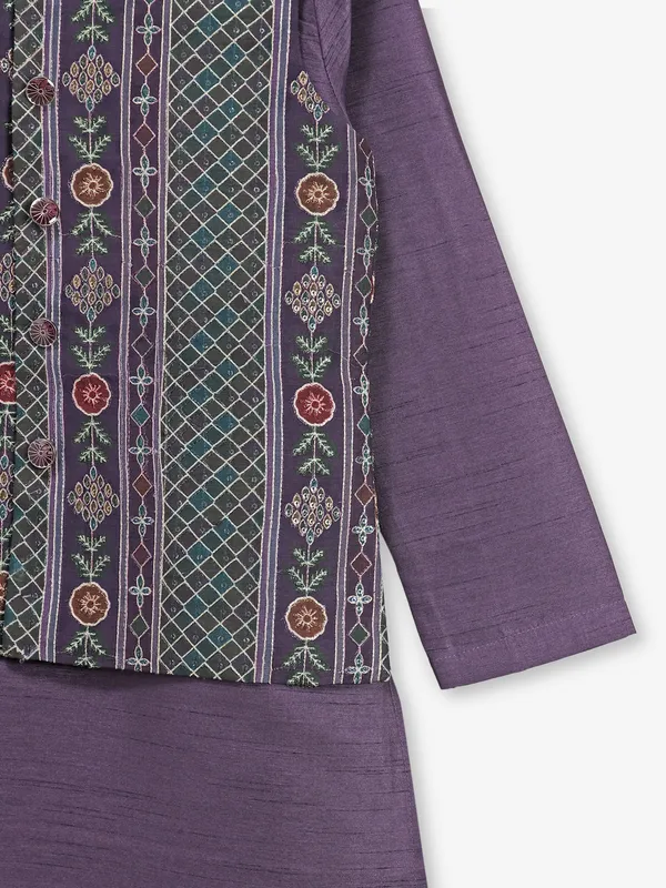 Elegant purple silk waistcoat set