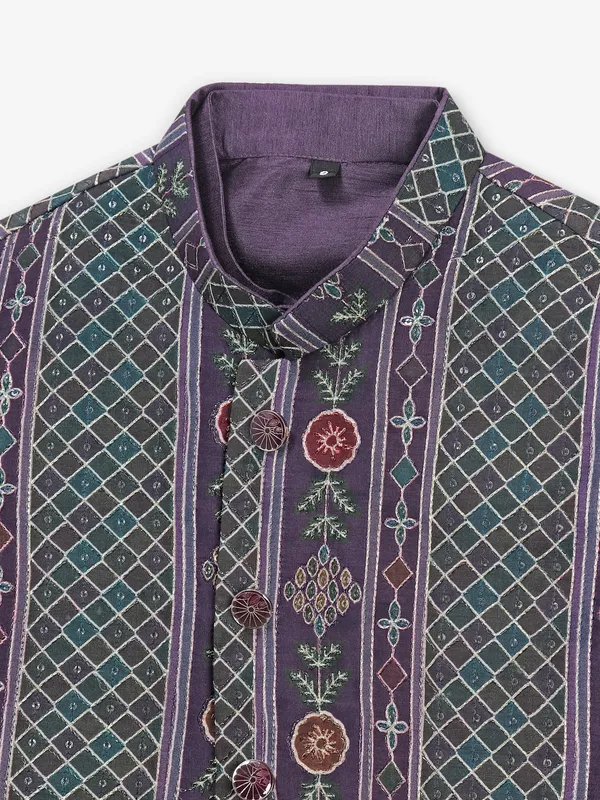 Elegant purple silk waistcoat set