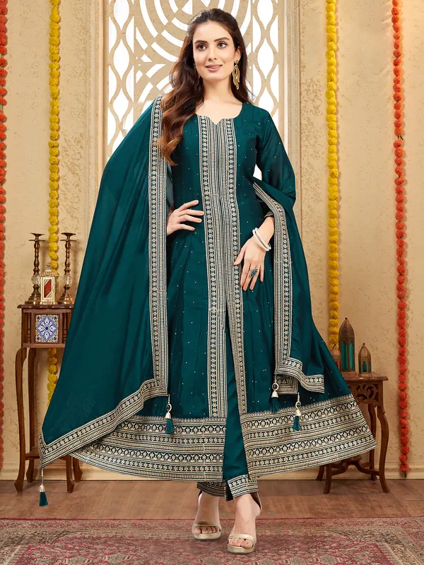 Elegant rama blue salwar kameez for wedding