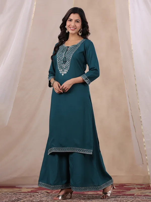 Elegant rama green cotton palazzo set