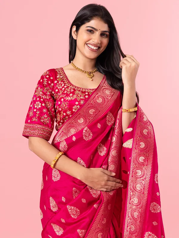 Elegant rani color dola silk saree