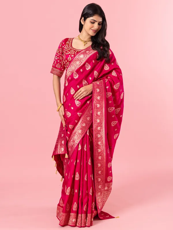 Elegant rani color dola silk saree
