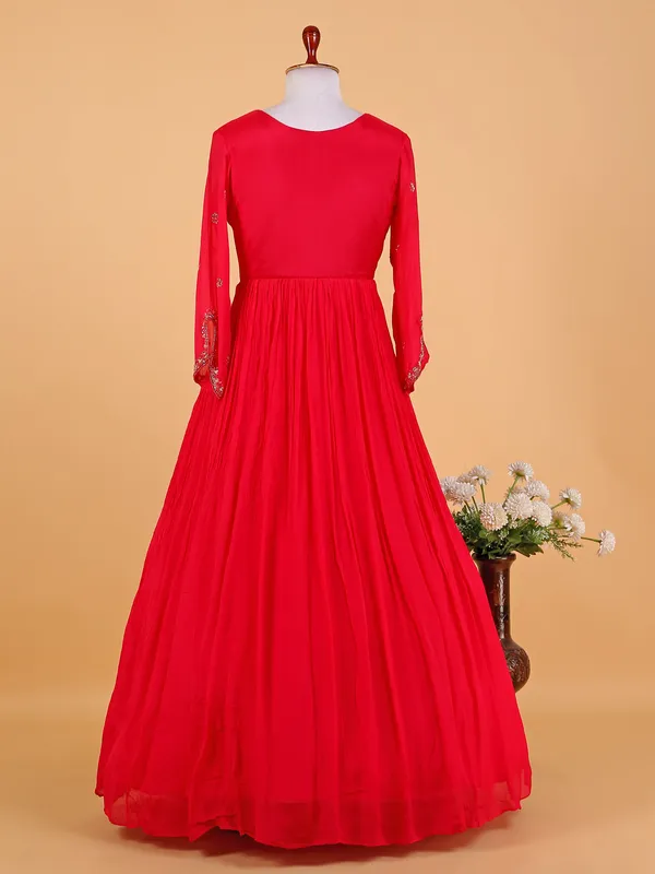 Elegant red anarkali silk anarkali suit