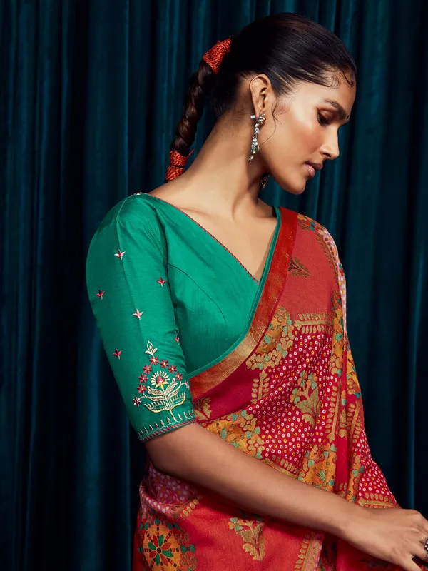 Elegant red brasso silk saree