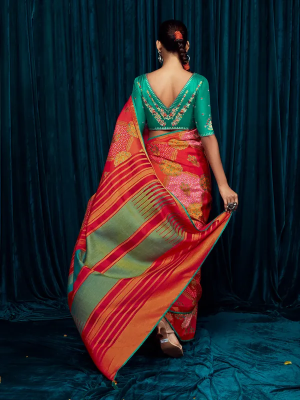 Elegant red brasso silk saree