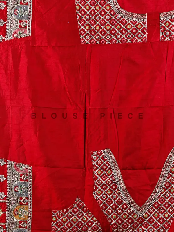 Elegant red raw silk unstitched bridal lehenga choli