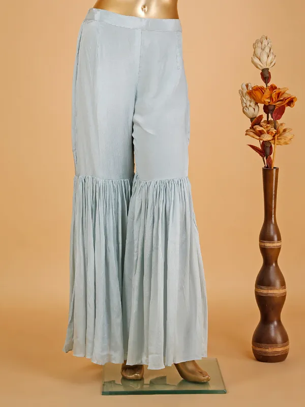 Elegant silk light blue sharara suit