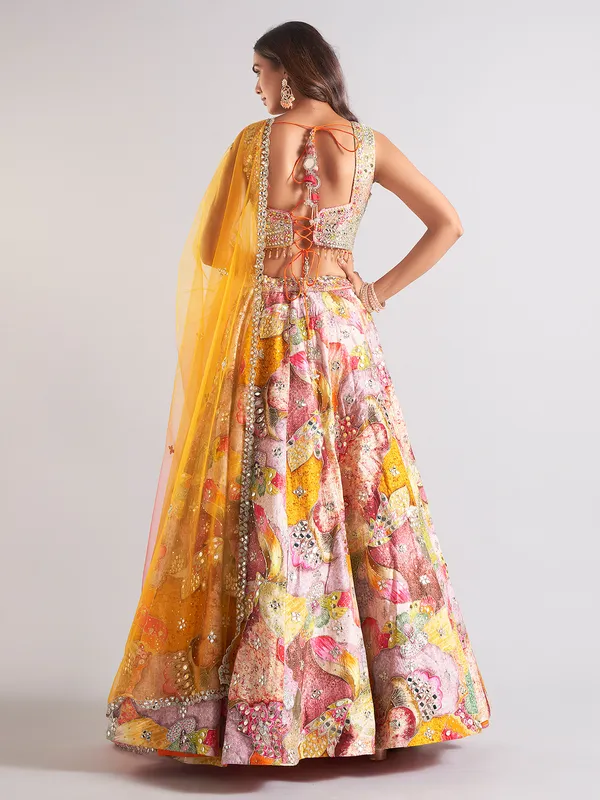 Elegant silk mustard yellow lehenga choli