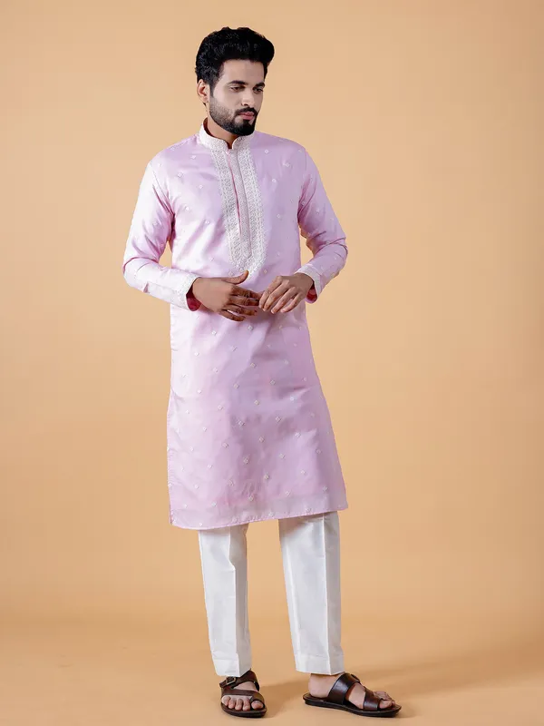 Elegant silk pink  Men Kurta pajama