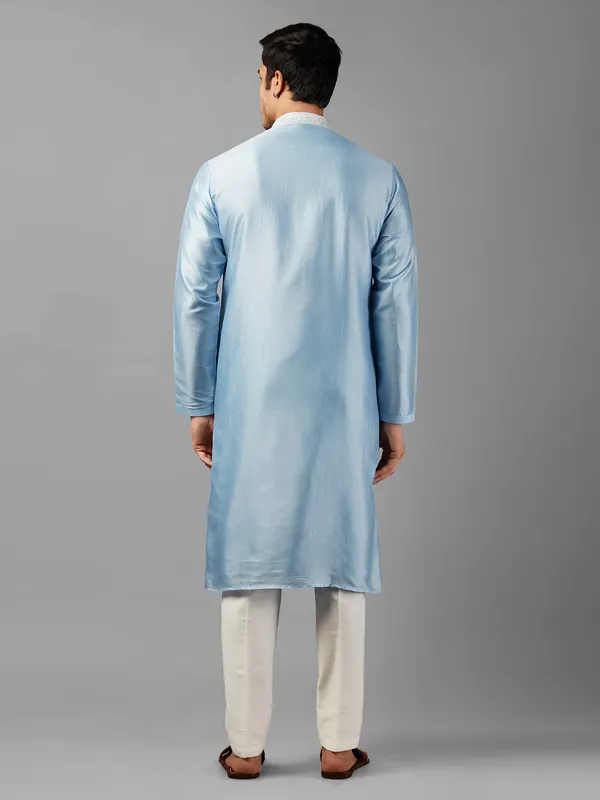 Elegant sky blue silk  Men Kurta pajama