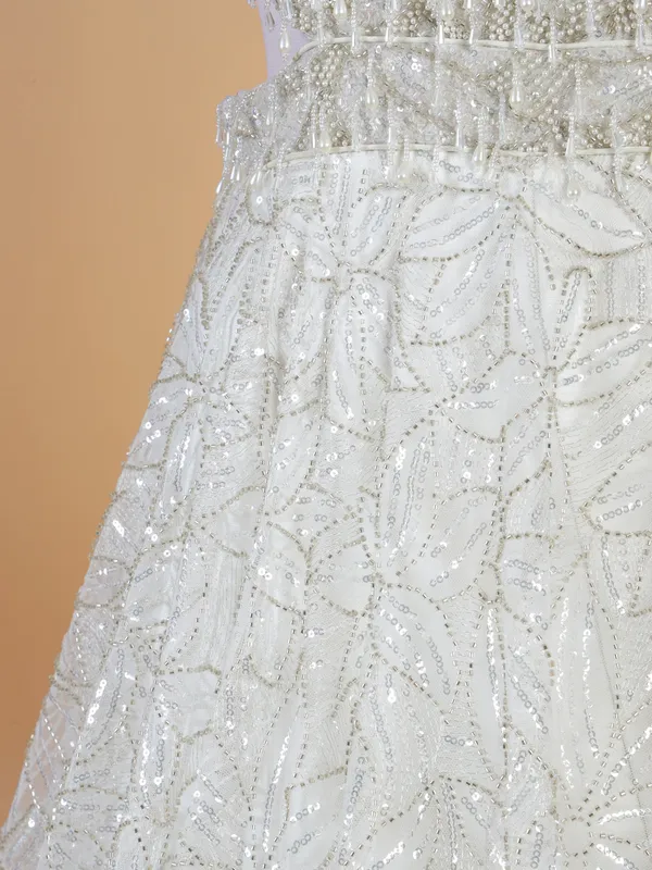 Elegant white designer net gown
