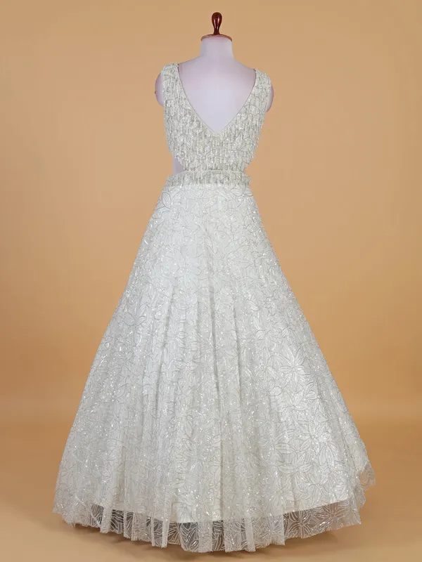 Elegant white designer net gown