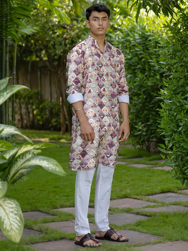 Elegant white georgette kurta suit pajama