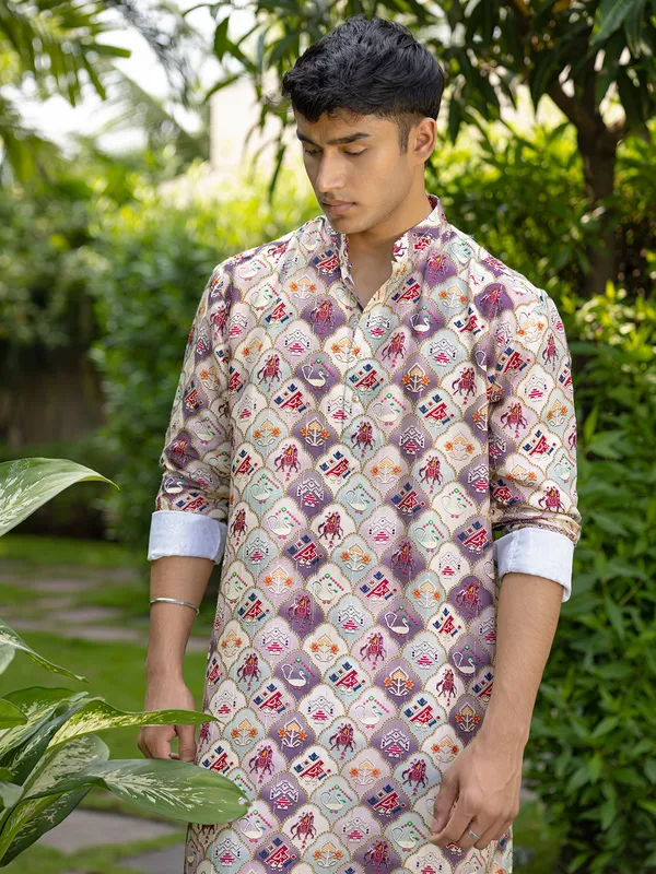 Elegant white georgette kurta suit pajama