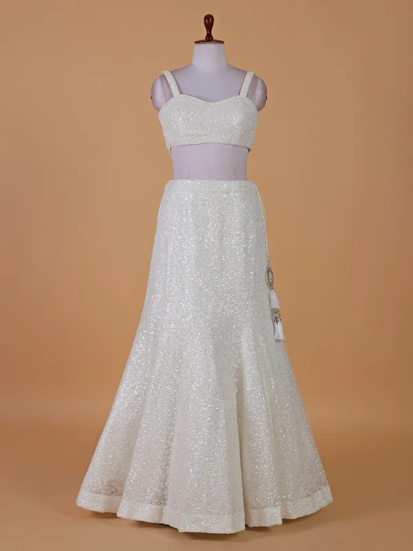 Elegant white lehenga choli in net