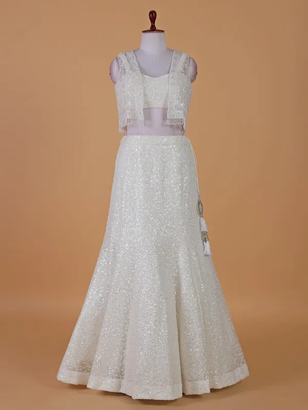 Elegant white lehenga choli in net
