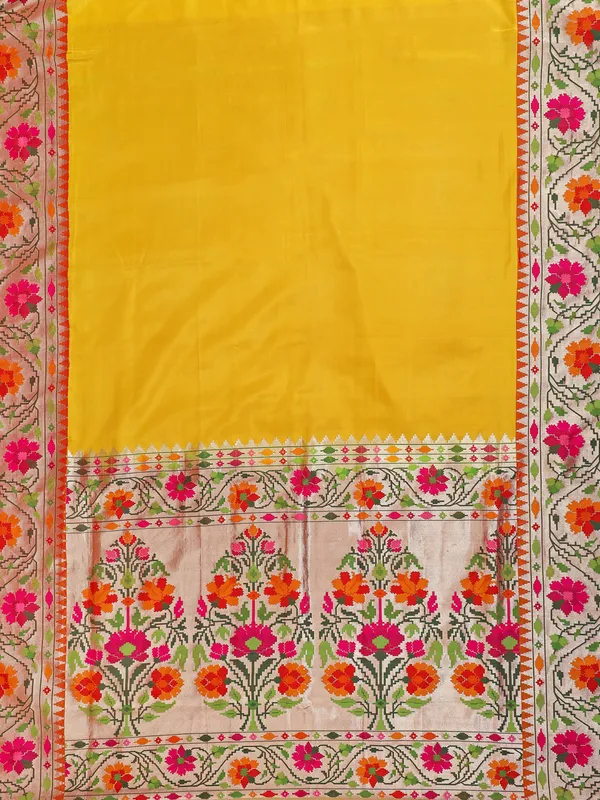 Elegant yellow banarasi silk saree