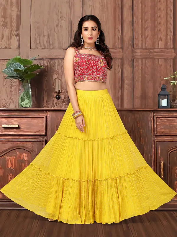Elegant yellow georgette lehenga choli