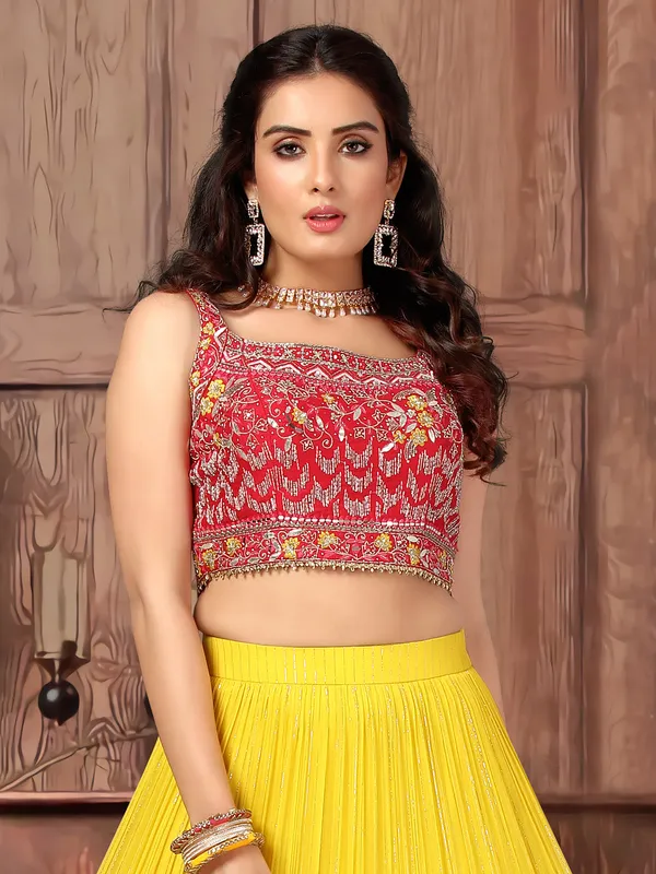 Elegant yellow georgette lehenga choli