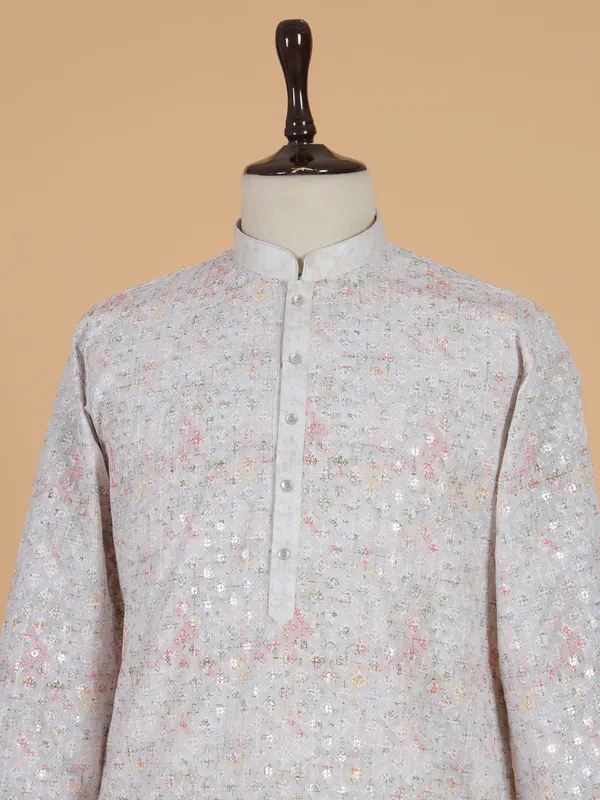 Elegantry cream cotton kurta suit for men
