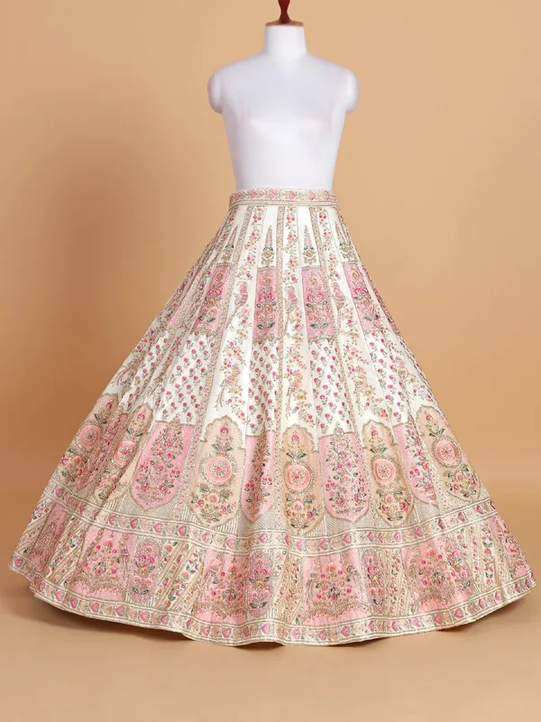 Elegantry ehite silk lehenga choli